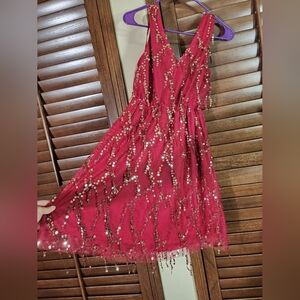 Wine Southern Fried Chics Sequin Midi Dress